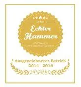 Echter Hammer Qualitätssiegel der Stadt Hamm für ausgezeichnete Betriebe von 2014 - 2016
